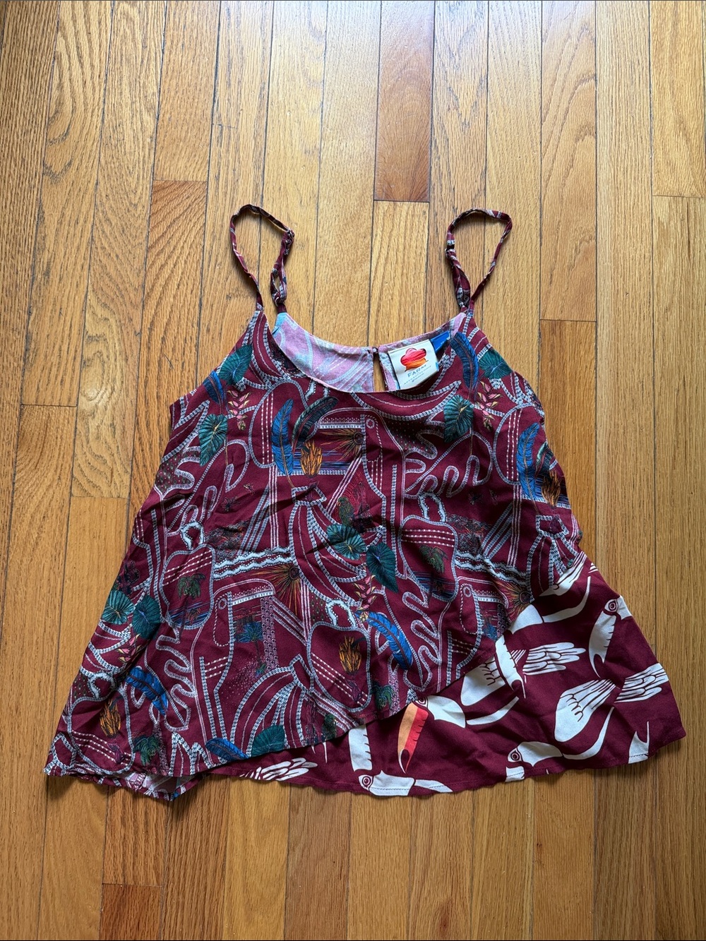 FARM Rio Burgundy Multi-Print Spaghetti Strap Camisole